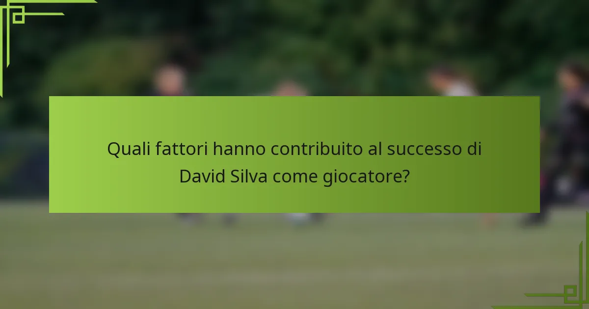 Quali fattori hanno contribuito al successo di David Silva come giocatore?