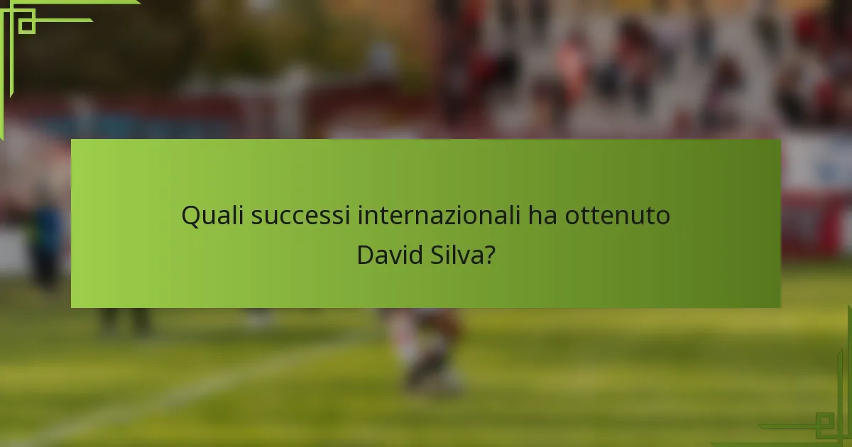 Quali successi internazionali ha ottenuto David Silva?
