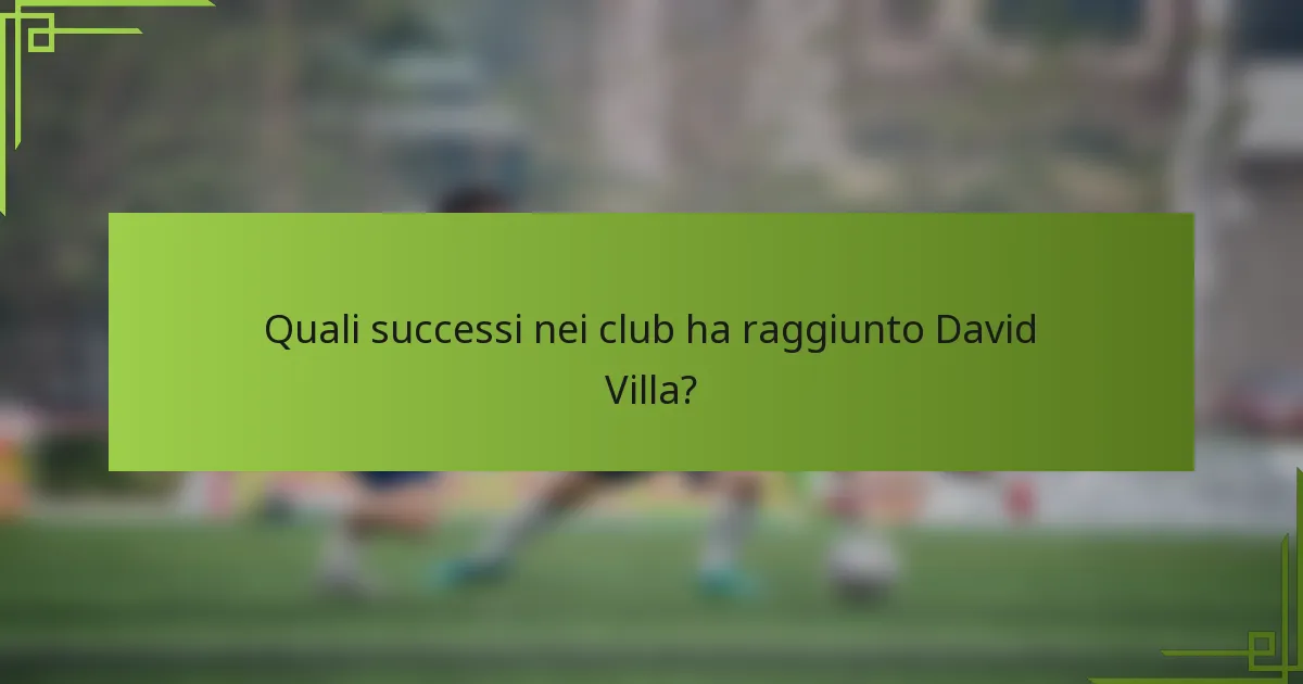 Quali successi nei club ha raggiunto David Villa?