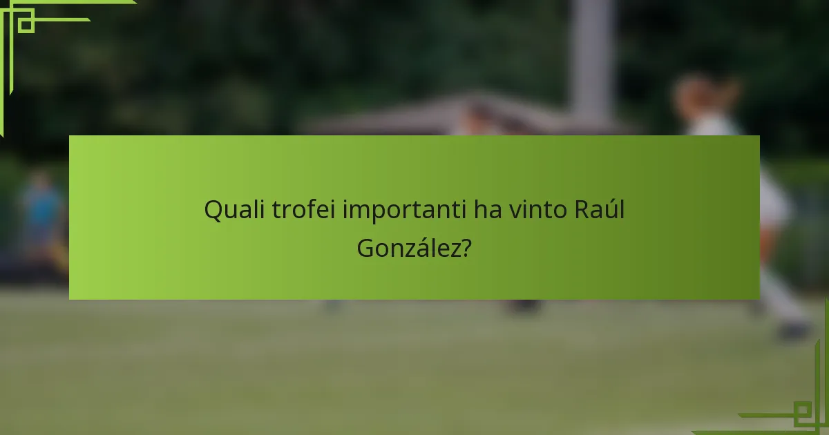 Quali trofei importanti ha vinto Raúl González?